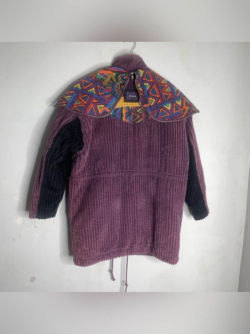Vintage Major Damage Purple Corduroy Colorblock Jacket Medium M Hooded 1990 - Picture 4 of 9